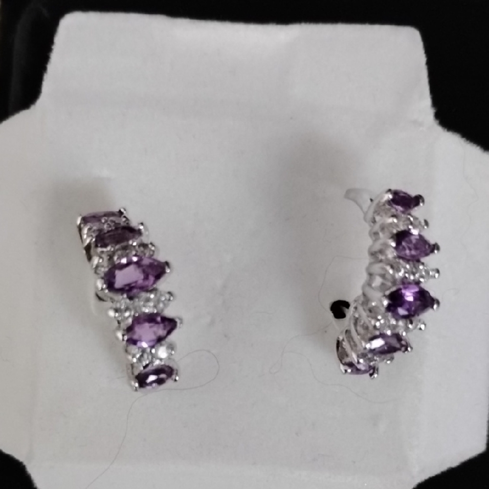 Elegant Silver and Purple Earrings